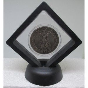 Framed with display stand, Hobo Nickel 1893 Morgan Dollar Devil Satan Lu…